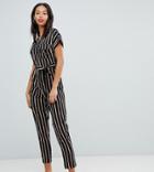 New Look Tall Utility Pocket Button Jumpsuit In Stripe - Black