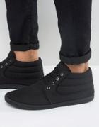 Asos Chukka Boots In Black Canvas - Black