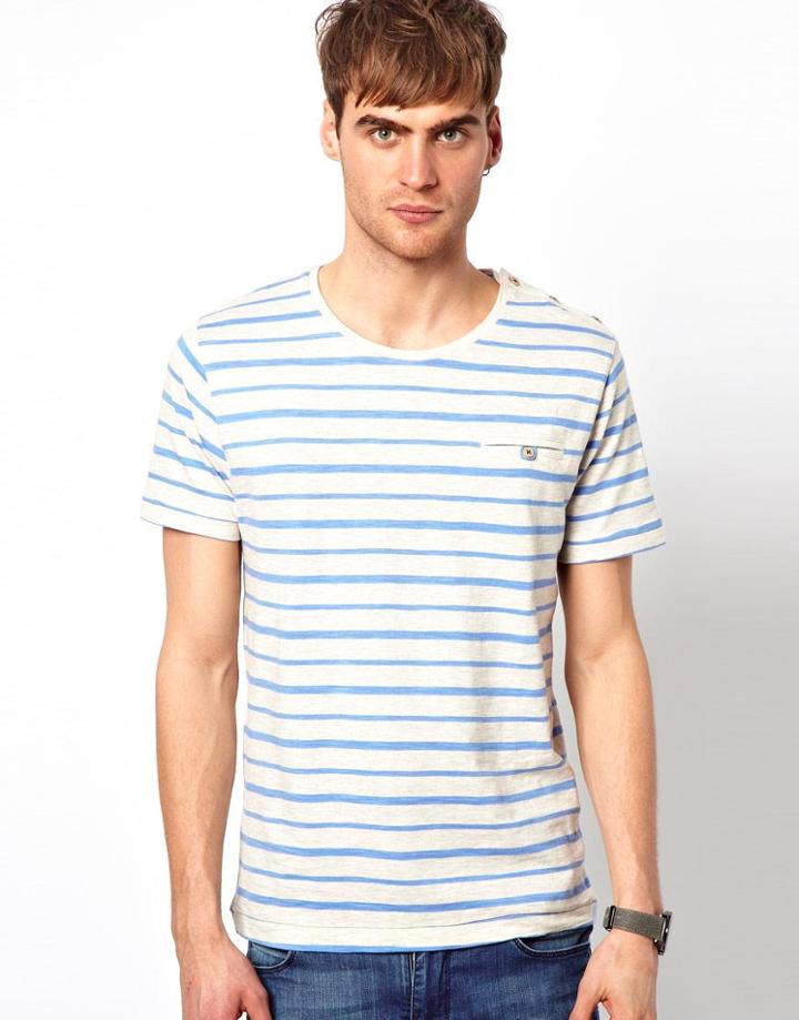 Selected T-shirt With Stripe Pocket
