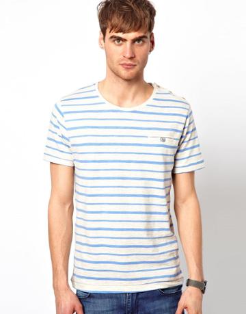 Selected T-shirt With Stripe Pocket
