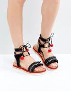 Miss Kg Pebble Espadrille Flatform Sandals - Black