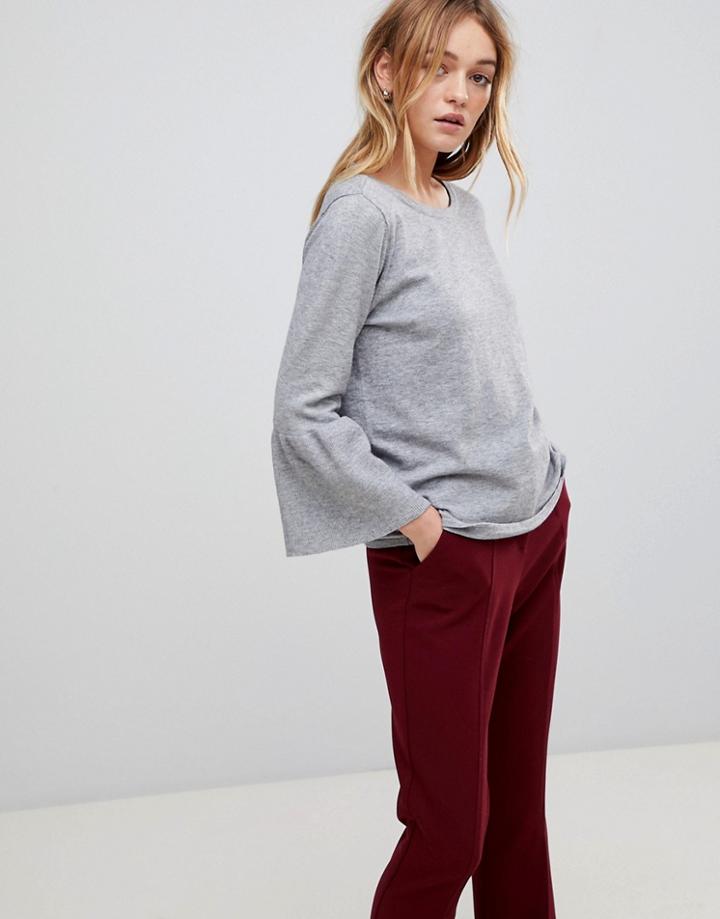B.young Fluted Hem Top - Gray
