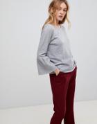 B.young Fluted Hem Top - Gray