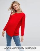Asos Maternity Nursing Lace Up Back Sweater - Red