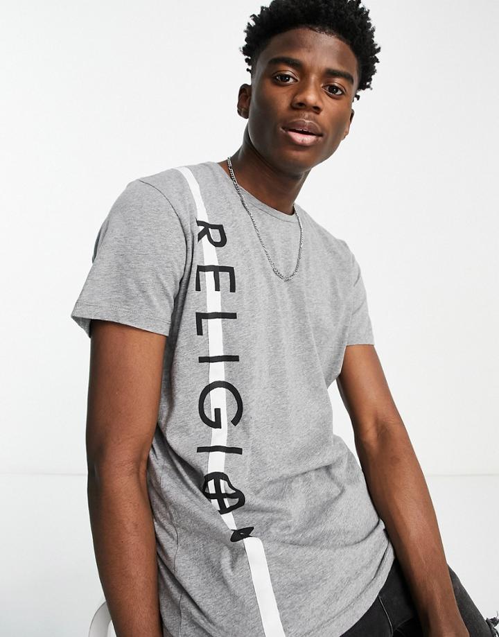 Religion Retro Logo T-shirt In Light Gray-grey