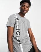 Religion Retro Logo T-shirt In Light Gray-grey
