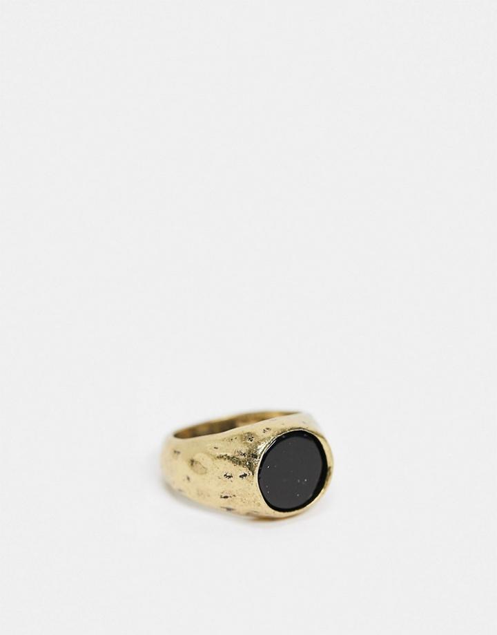 Icon Brand Cracked Round Statement Ring In Gold