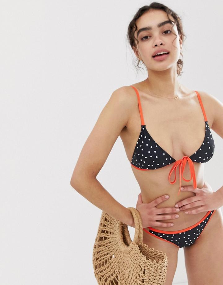 Noisy May Polka Dot Bikini Top - Black