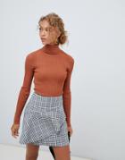 New Look Roll Neck Sweater In Rust - Orange