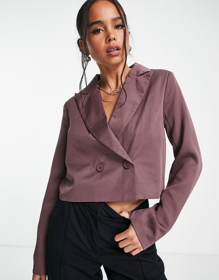 Heartbreak Cropped Blazer In Brown - Part Of A Set