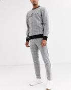 Jack & Jones Premium Drawstring Check Textured Pants In Gray