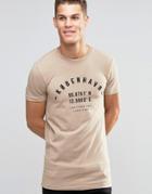Asos Longline Muscle T-shirt With Kobenhavn Print In Beige - Silver Mink