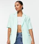 Vero Moda Petite Tailored Suit Blazer With Short Sleeves In Green