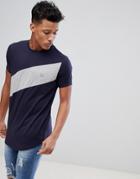 Le Breve Diagonal Panel T-shirt - Navy