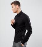 Noak Skinny Jersey Shirt In Black - Black