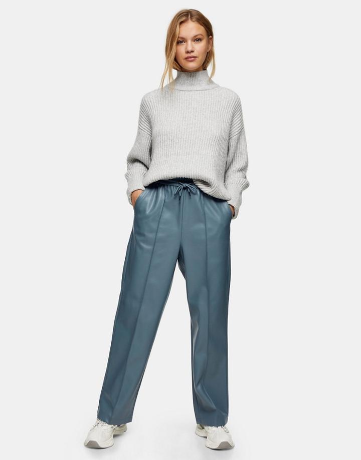 Topshop Straight Leg Pants In Seafoam-green