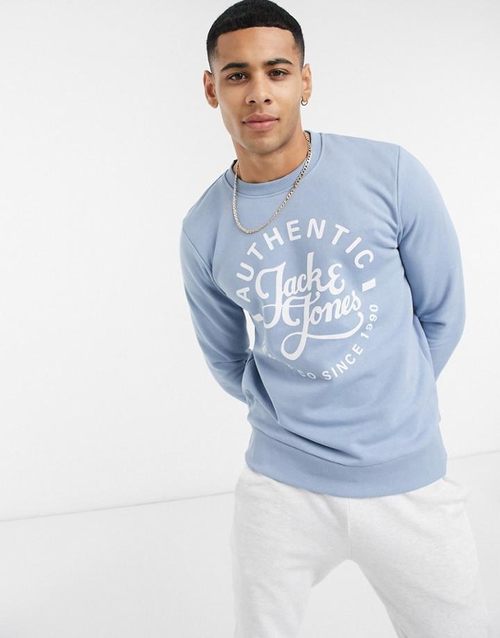 Jack & Jones Authentic Logo Sweatshirt In Light Blue-blues