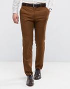 Asos Wedding Skinny Suit Pant In Rust Tonic - Brown