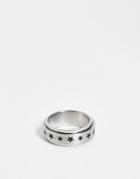 Asos Design Movement Band Ring With Star Emboss In Silver Tone