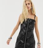 Elsie & Fred Mini Dress In Black Velvet Snakeskin - Black