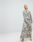 Suncoo Floral Maxi Dress With Tie Back - White