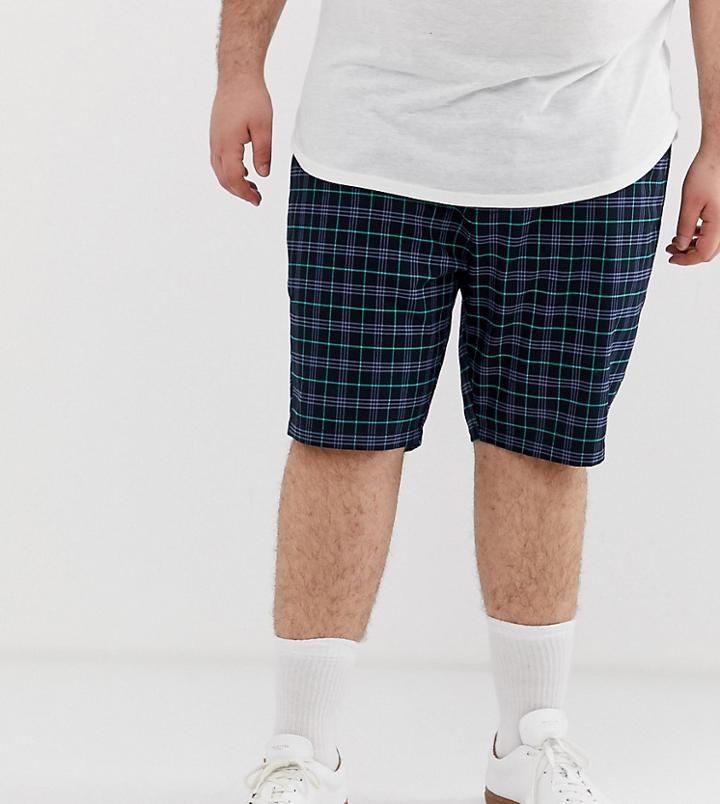 Asos Design Plus Skinny Shorts In Navy Check