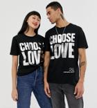 Help Refugees Choose Love Foil T-shirt In Black Organic Cotton - Black