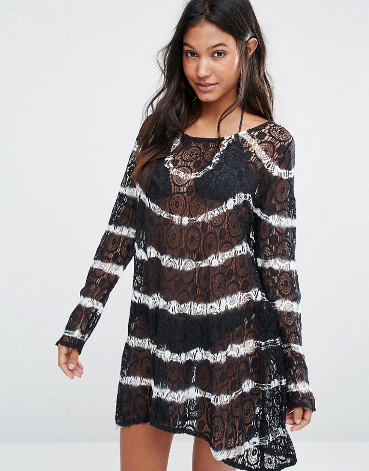 Anmol Tye Dye Crochet Beach Top - Black And White