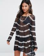 Anmol Tye Dye Crochet Beach Top - Black And White