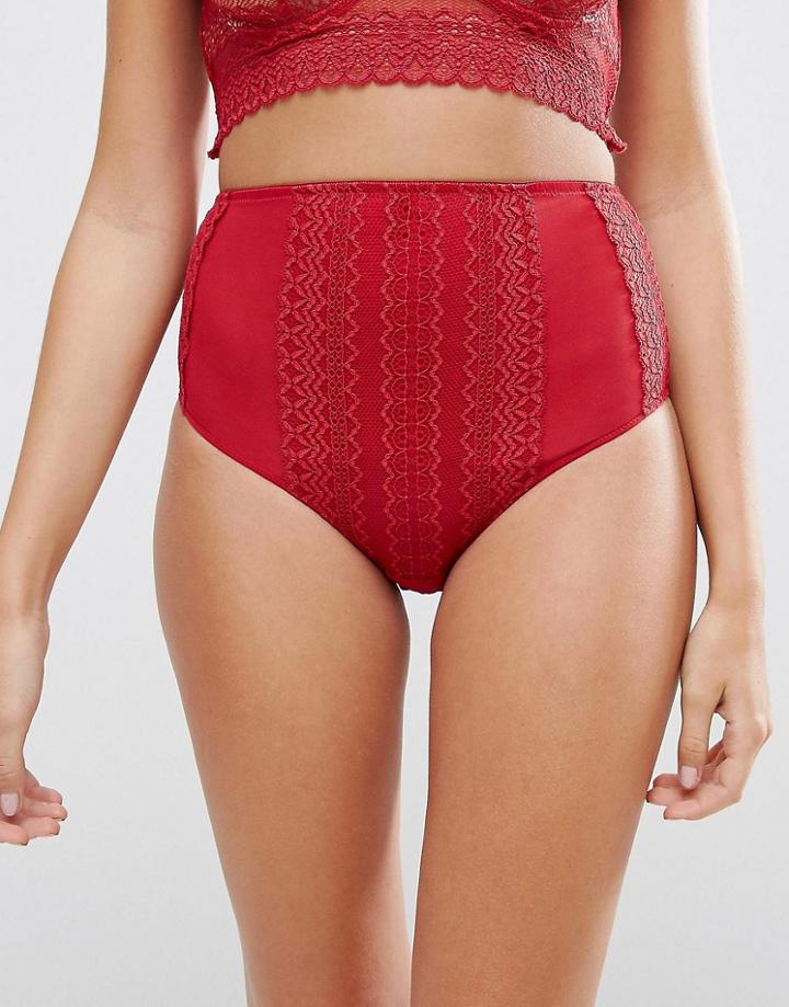 Asos Viola Linear Lace Highwaist Pant - Red