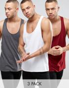 Asos 3 Pack Tank With Extreme Racer Back Save - Multi