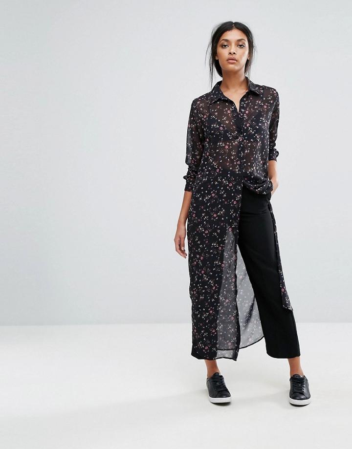 Gestuz Stacie Maxi Printed Shirt - Navy