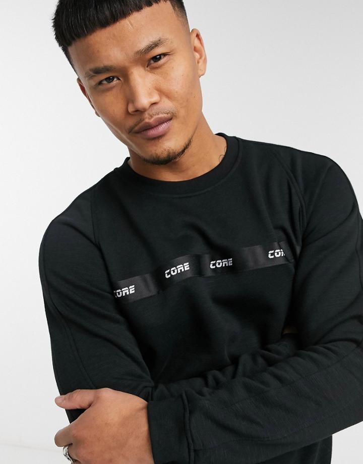 Jack & Jones Core Sweatshirt With Core Tape In Black