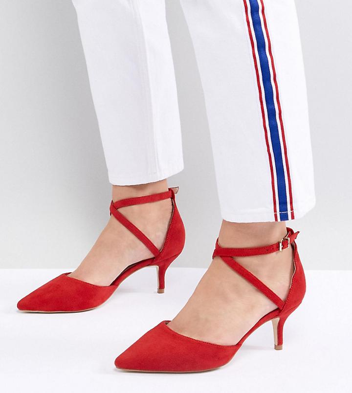 Raid Wide Fit Lyla Kitten Heel Court Shoe - Red