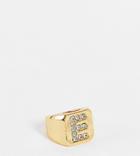 Asos Design 14k Gold Plated E Initial Ring