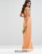 Tfnc Wedding Pleated Maxi Dress With Back Detail - Orange