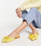 Asos Design Wide Fit Lido Bow Ballet Flats In Yellow