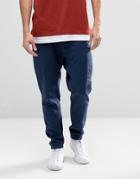Asos Slim Drop Crotch Cargo Pants In Navy Linen Mix - Navy