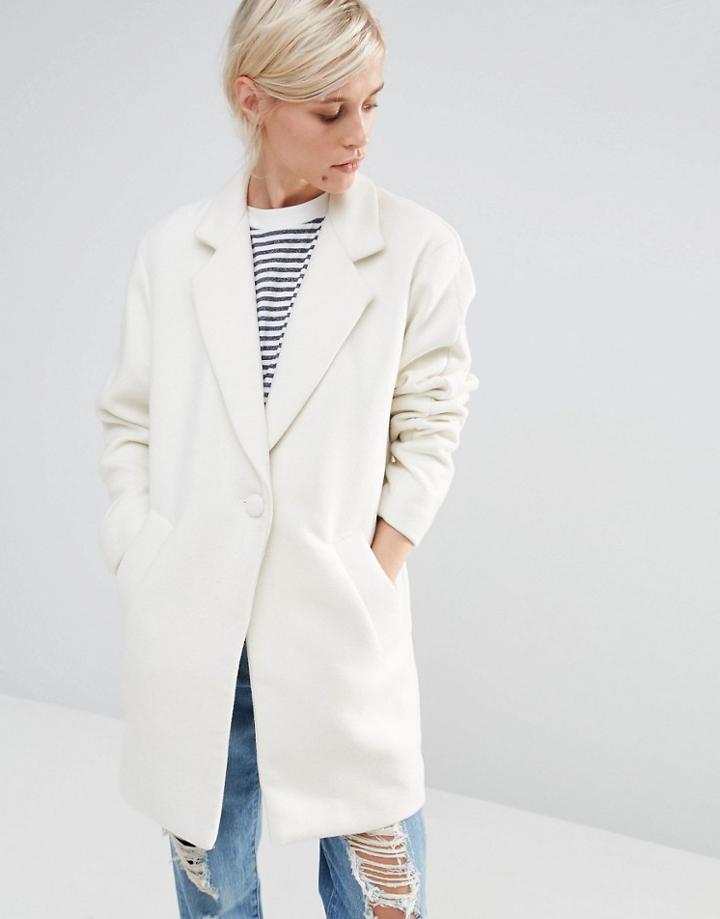 See U Soon Coat With Button Front - Cream