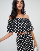 Love & Other Things Off The Shoulder Crop Top - Black