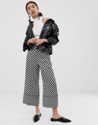 Emme Contrast Stripe Wide Leg Pants - Black