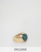 Designb London Green Stone Ring In Gold - Gold