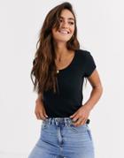 Abercrombie & Fitch Ribbed T-shirt In Black