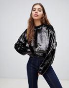Weekday Sequins Sweatshirt In Black - Multi