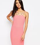 Club L Ring Detail Crepe Mini Dress - Pink