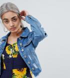 Parisian Petite Cropped Denim Jacket - Blue