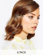 Asos Pack Of 6 Crystal Hair Clips - Clear