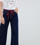 Only Petite Straight Leg Jean With Tie Belt-blue
