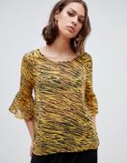 Ichi Tiger Print Blouse - Yellow