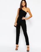 Warehouse One Shoulder Jumpsuit - Black